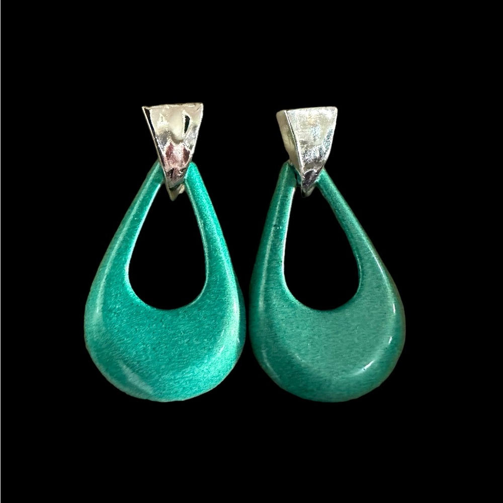 Vintage Metal Green/Teal & Silver Tone Door Knocker Modernist Vibe 2”